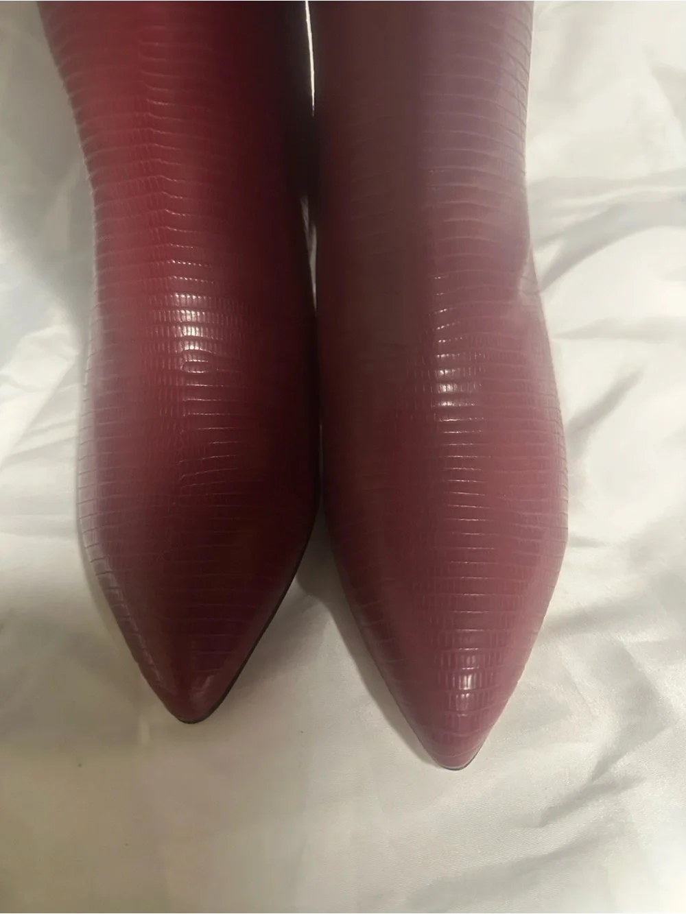 Sam Edelman Ursula Rhubarb Red Over-the-Knee lizard Textured Leather Boots